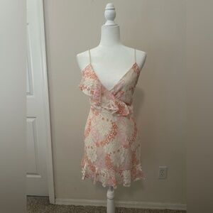 Lovers + Friends Chauncey Cream Lace Floral Mini Dress Sz S Bridal Picnic Garden